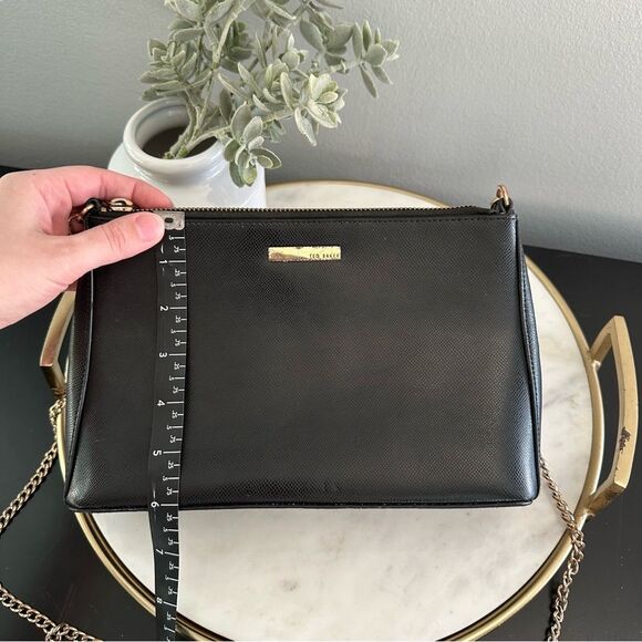 Ted Baker Black Mini Grain Minimalist Crossbody Bag with Gold Chain Hardware - Picture 8 of 16